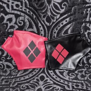 Harley Quinn Inspired Cosplay Wrist Cuffs - Red & Black